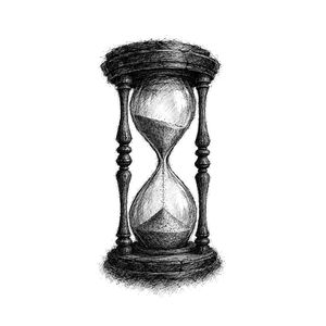 An hourglass in a carved wooden frame