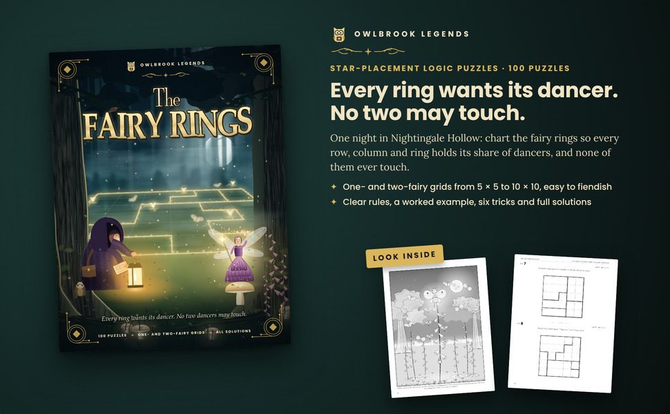 The Fairy Rings: the cover beside two sample pages from inside the book