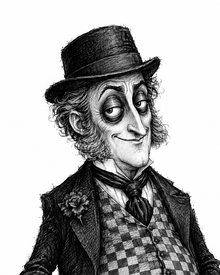 Cornelius Tallow in a bowler hat and checked waistcoat
