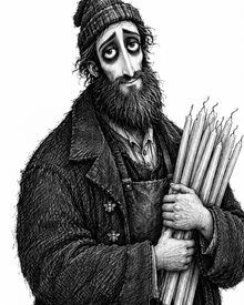 Anselm Wick, a huge bearded chandler with an armful of candles