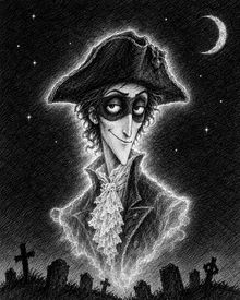 Tom Tolliver, a ghostly highwayman in a tricorn and half-mask